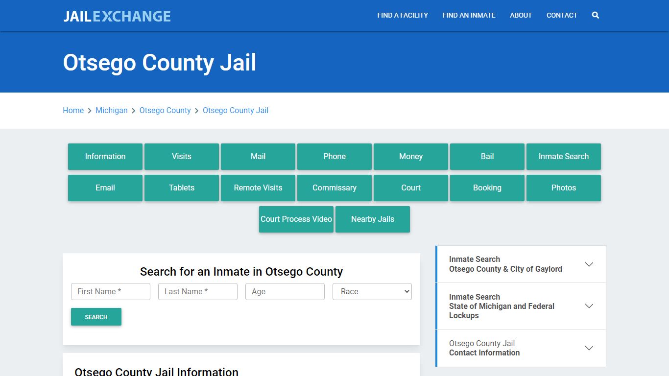 Otsego County Jail Roster Lookup, MI, Inmate Search